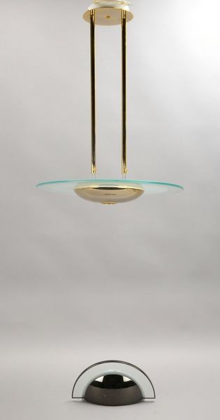 Estiluz, Designer-Deckenlampe, 1-fl., runde Glasscheibe/z.T. mattiert, verstellbar