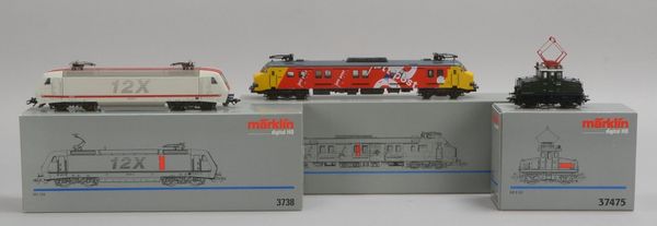 Modelleisenbahn-Sammlerkonvolut, Märklin, 'Spur H0', 3 Elektroloks, versch. Ausf., neuw. - in OVP