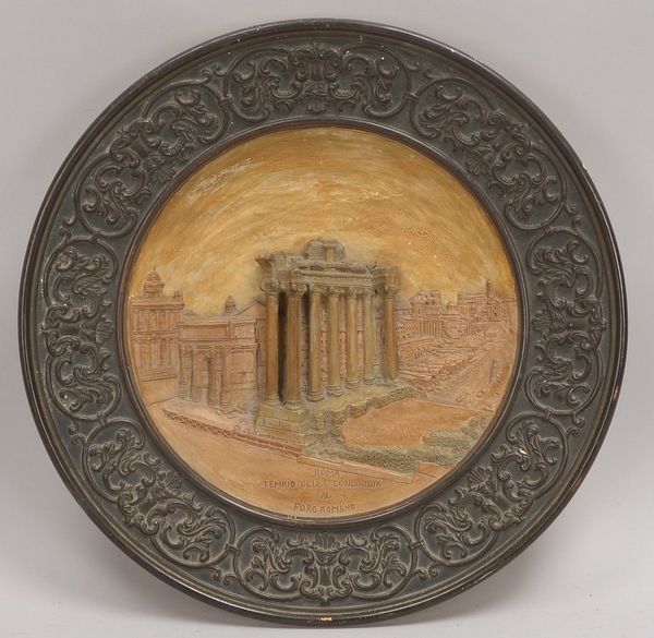 Ansichtenteller, Keramik, 'Roma - Tempio della Concordia', mit Reliefrand; Ø 41 cm