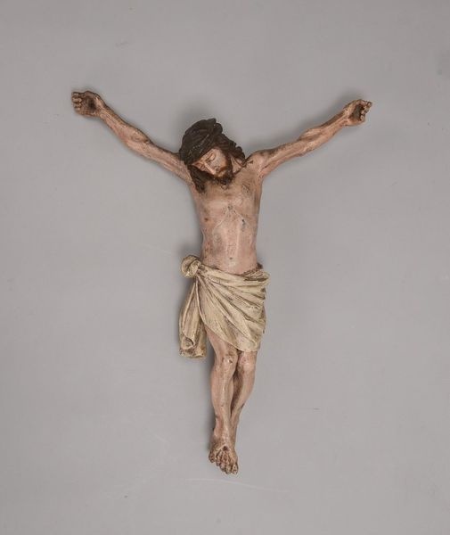 Sakrale Holzskulptur, alt, 'Kreuzigung Jesu Christi', handgeschn./farb. gefasst; Höhe 55 cm