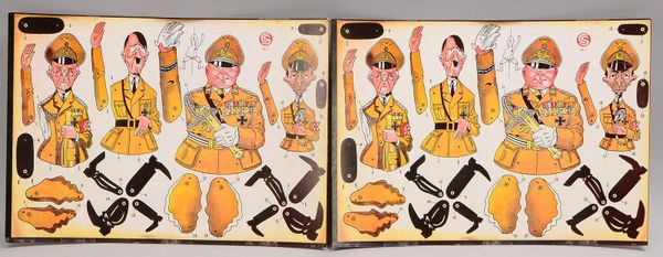 Militaria-Persiflage: 'Antideutsche Propaganda', 2 'Hampelmann'-Bastelbogen