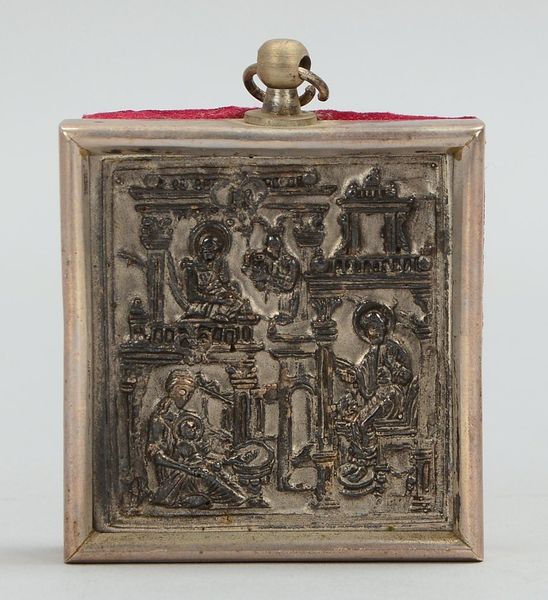 Miniatur-Ikone, 'Bibl. Szene' auf gepr. Blech/ger., im 84 Zolotniki-Silberrahmen