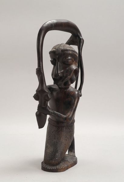 Holzskulptur (Makonde, Tansania), 'Besessener Mann', Hartholz geschnitzt, dkl. gef.