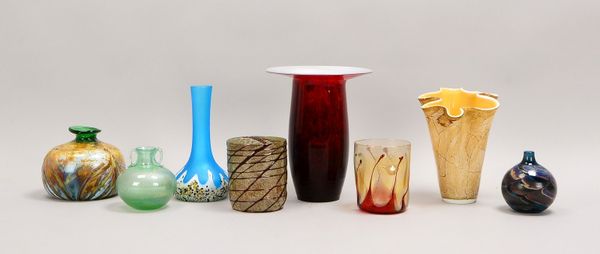 8 Künstlerglas-Teile, untersch. Ausf./Farbgestaltungen; Höhe 9 cm - Höhe 20 cm