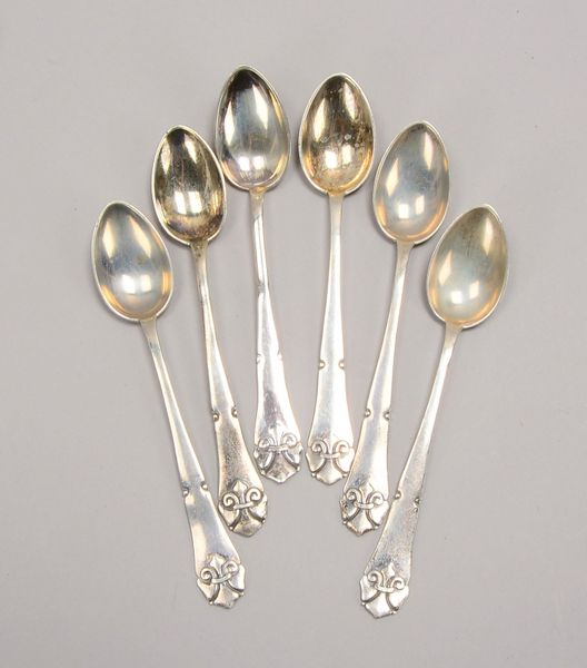 Satz Kaffeelöffel (C.F. Heise/Kopenhagen, 1920er J.), 830 Silber; Gew. 70 g