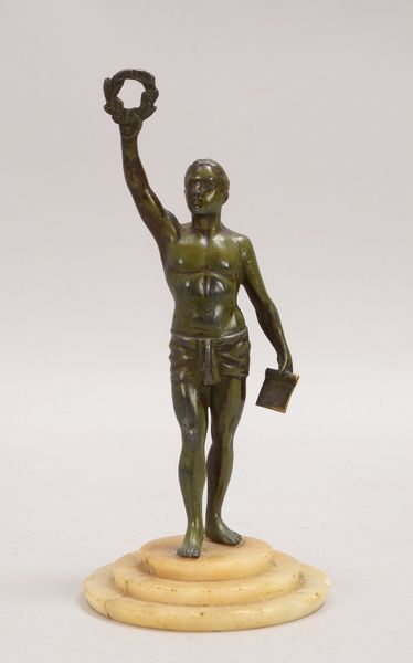 Bronze, 'Griech-/röm. Feldherr mit Schriftrolle', mit grüner Patina, unsign., auf Sockel
