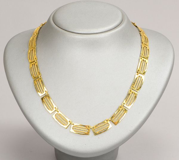 Collier, 585 GG (gest.), verstrebte Glieder, mit Federringschließe; Gew. 18,90 g