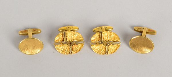 2x Manschettenknöpfe, 333 GG: 1x klass., Ø 24 mm; 1x frei gest., Ø 19 mm, Gew. 18 g