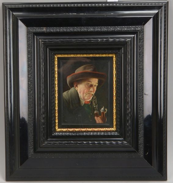 Heuser, Carl, 'Der Pfeifenraucher', Öl auf Holz, oben links signiert, hinter Glas gerahmt
