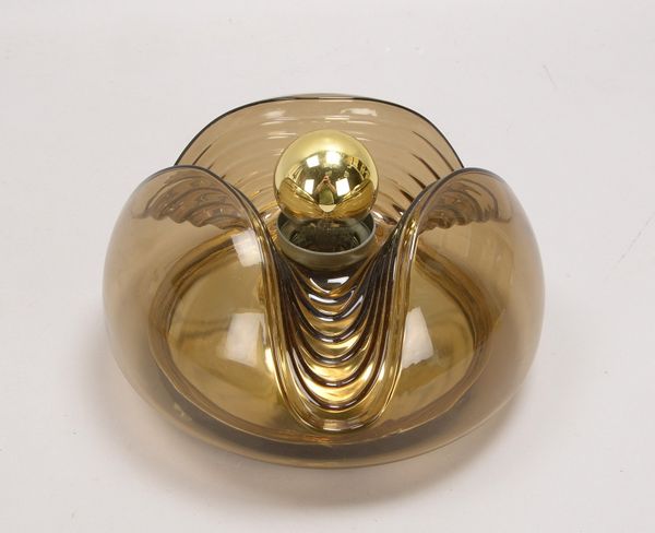 Peill & Putzler, Wandleuchte, 'Wave', Rauchglas/Metall, Entwurf: Koch & Lowy