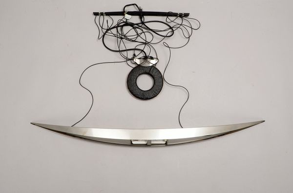 Designer-Deckenlampe, ellipsenförmiger Aluschirm/2x Halogen, höhenverstellbar