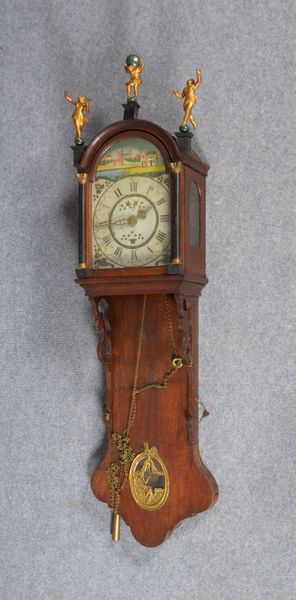 Fries. Wanduhr, antik, Stuhluhr, Eiche, mit handbem. Ziffernblatt; Höhe ca. 125 cm