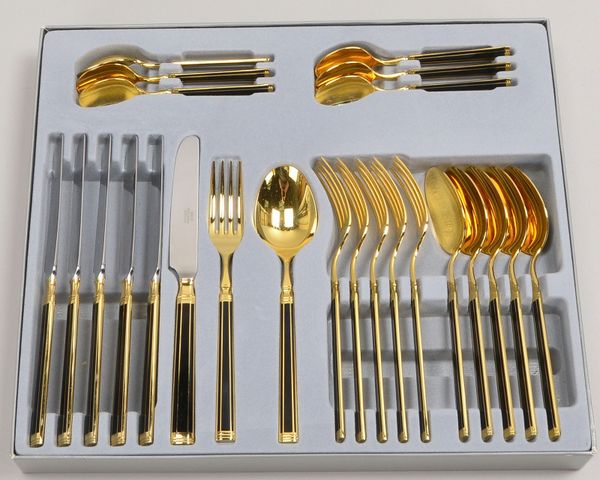 Gallo Design, Tafel-Kaffeebesteck, 'Cloisonné 5712', Edelstahl verg./emaill., 24-tlg.