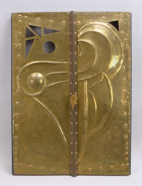 Ofen-Türverkleidung, Messing, reliefiert, mit Rahmen; Maße 79 x 58 cm