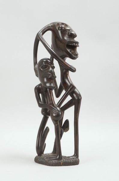 Holzfigur (Makonde/Tansania), 'Paar mit Pfeife', Ebenholz; Höhe 44,5 cm