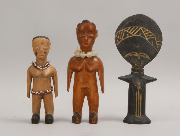 3 Holzfiguren (Togo/Ghana), untersch. 'Fruchtbarkeitsfiguren' der Ewe/Ashanti
