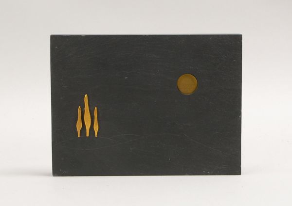 Börner, Klaus, Künstler-Reliefobjekt, 'Landschaft', Bronze/Schiefer; Maße 15 x 20 cm