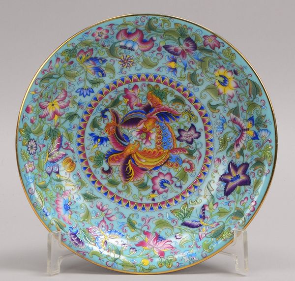Schale, Porzellan, mit polychromer floraler Malerei, im Boden gem.; Ø 19,5 cm