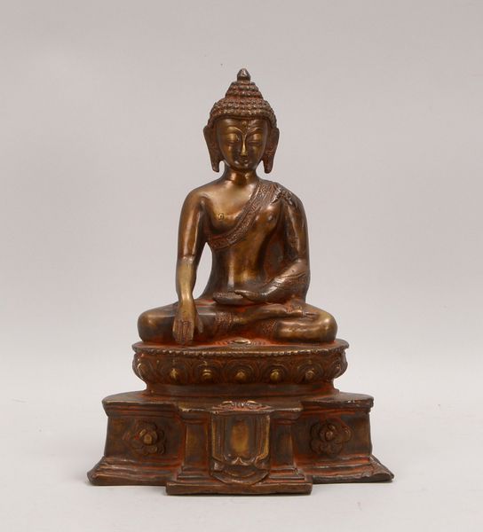 Bronzeskulptur (China), 'Sitzender Buddha', Hohlguss-Figur; Höhe 27 cm