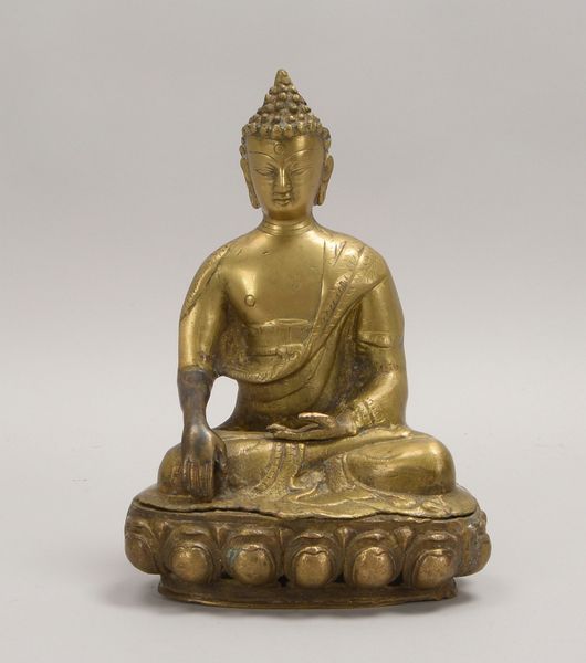 Bronzeskulptur (Indien), 'Sitzender Buddha', Hohlguss-Figur; Höhe 25,5 cm