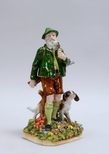 Schierholz, Porzellanfigur, 'Jäger mit Hund', Figur polychromiert; Höhe 29 cm