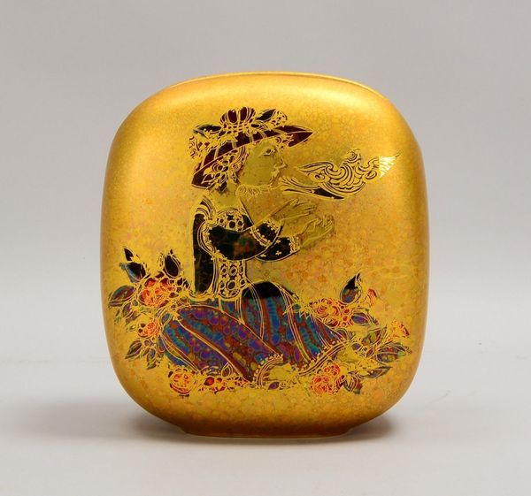 Rosenthal, Porz.-Vase, polychr. Lüstermalerei, Entw. Björn Wiinblad, unters. gemarkt