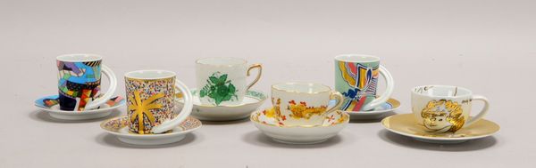 6 Mokkatassen: 3x Rosenthal, 1x Rosenthal Studio Line, 1x Meissen, 1x Herend