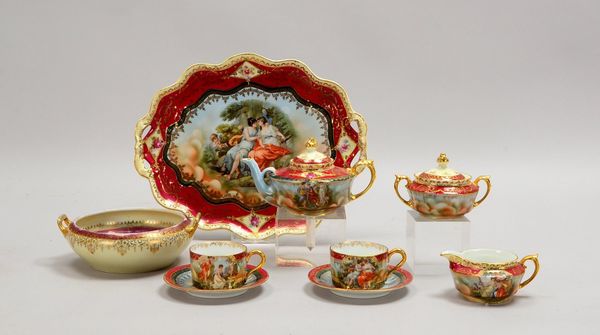 Kaffeeservice (Wien): Kanne, Zucker und Sahne, 2x Tassen/UT, 1 Tablett, und 1 Schale