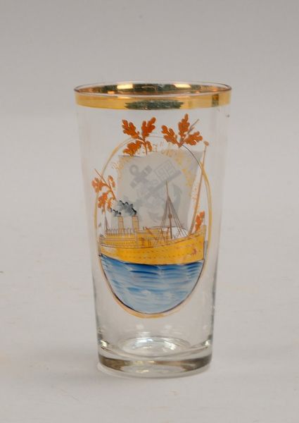 Künstlerglas mit Emaillemalerei, 'R.P.D. Barbarossa - NDL Bremen', Entw. Ludwig Hohlwein