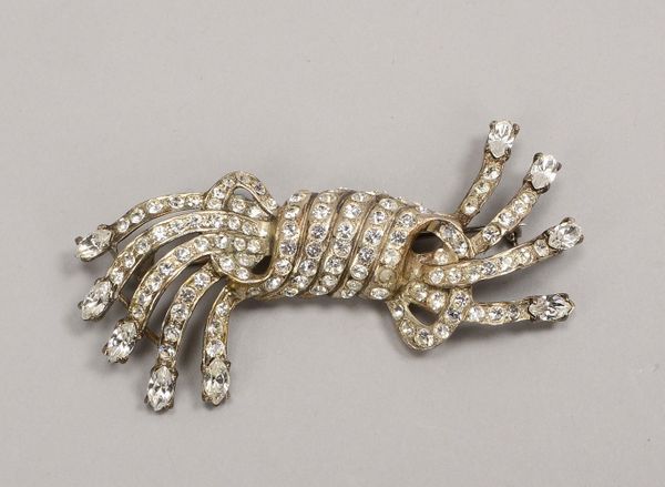 Brosche, Sterlingsilber mit Strassbesatz - gr. Swarovski-Steine von Hand gefasst, sign.