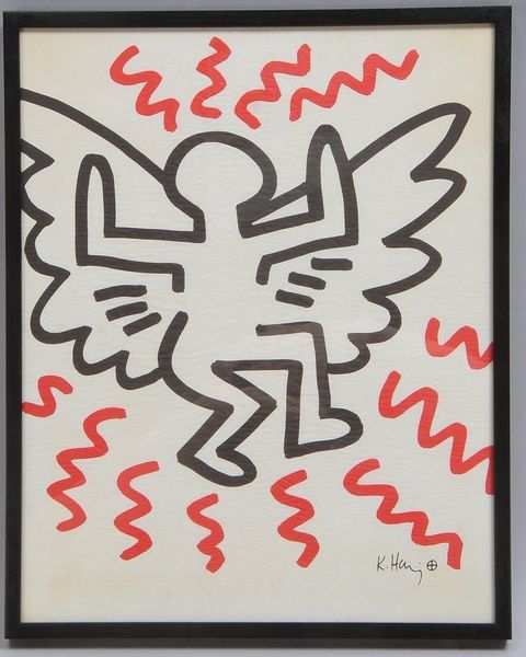 Haring, Keith, 'O.T.', Offset-Lithografie auf Bütten, im Druck sign., hinter Glas ger.