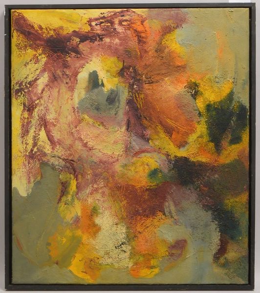 'Abstrakte Farbkompos.', Mischtechnik mit Sand(?) u.a. auf Lw; Rahmenmaße 73 x 64 cm