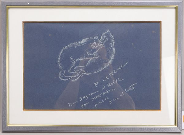 Le Persan, Jean Raffy , 'Zwei schlafende Katzen', Pastell/Filz, sign./mit Widmung, hinter Glas