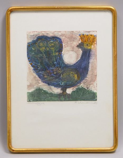 Lindner, Walter, 'Pfau', Monotypie, bleisign./dat. (19)'80', hinter Glas