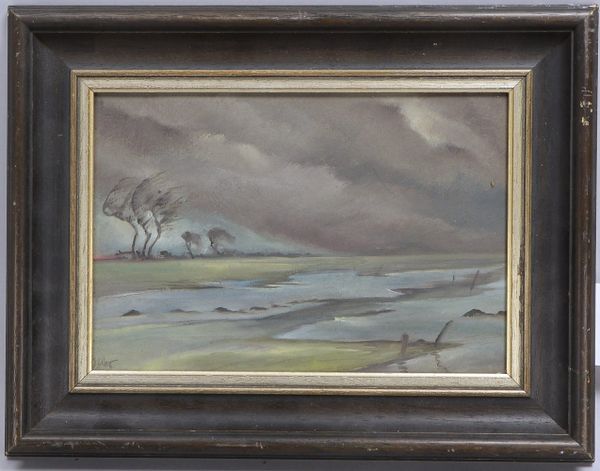 Ohler, Willy, 'Küste bei Sturm', Öl auf Malkarton, unten li. sign.; Maße 20,5 x 29,5 cm