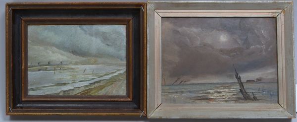 Ohler, Willy, 'Die Schwinge bei Stade', Öl/Mk, und 'Küstenlandschaft bei Sturm', Öl/Hf