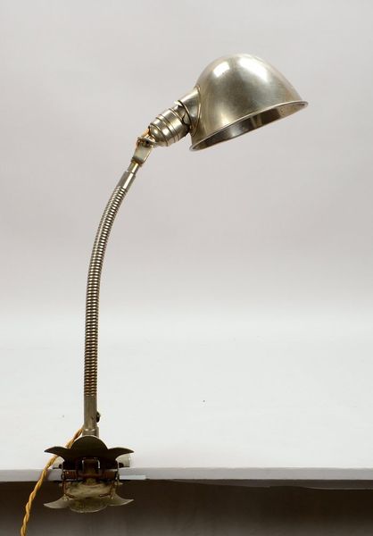 Klemmlampe, Metall, mit Schwanenhals; Höhe 60 cm (Schirm mit Gebrauchsspuren)
