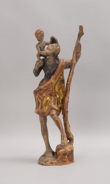 Sakrale Holzskulptur, alt, 'Hl. Christophorus', handgeschn./farb. gefasst