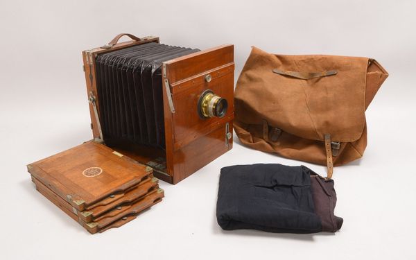 Antike Plattenkamera, Mars 'Anastigmat No. 3', mit 3x Platten, Tasche und Staubtuch