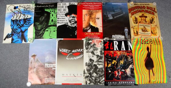 11 Filmplakate (u.a. Frankr., ab 1940er! - 1980er J.), div. Kultfilme, auch 'Fitzcarraldo'