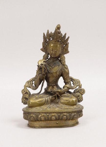 Bronzeskulptur, 'Sitzender Buddha' - mit Hand-Attributen, Hohlguss; Höhe 20,5 cm