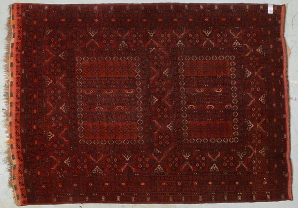 Orientteppich (Turkmen.), mittelfeine Kn., Flor in gutem Zustand; Maße 202 x 150 cm