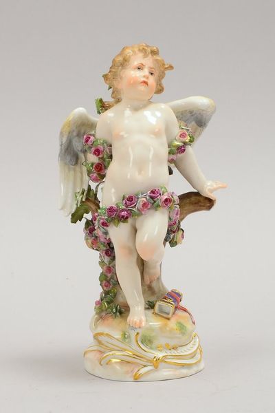 Meissen, Porzellanfigur, 'Gefesselter Amor', auf Rocaillensockel; Höhe 19 cm