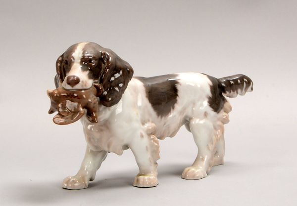 Bing & Grøndahl, Porz.-Figur, 'Cockerspaniel mit Fang', Mod. '2061', Entw. L. Jensen