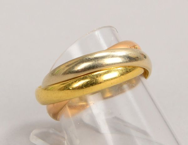 Cartier, Trinity-Ring, 750 Gold/Tricolor (gest.); RG 57, Gewicht 8,80 g