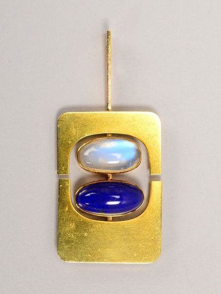 Anhänger, 585 GG (gest.), mit Mondstein- und Lapislazuli-Cabochon; Gew. 16,40 g