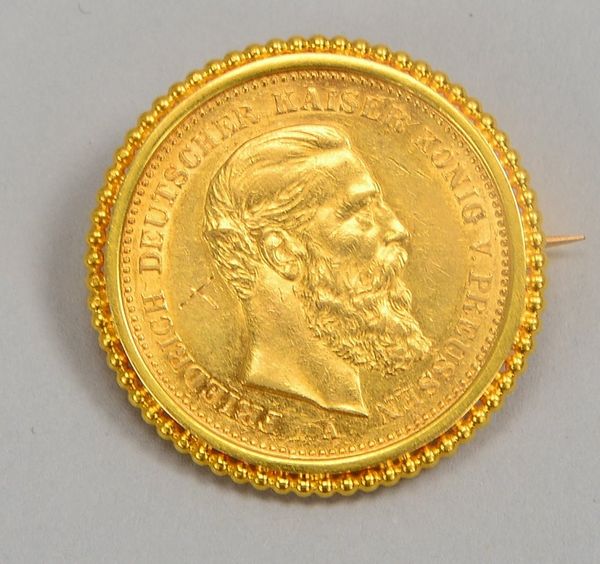 '20 Mark - DR, 1888', 900/1.000 Feingold, Gew. 7,96 g; 585 GG gef., Gew. 2,70 g