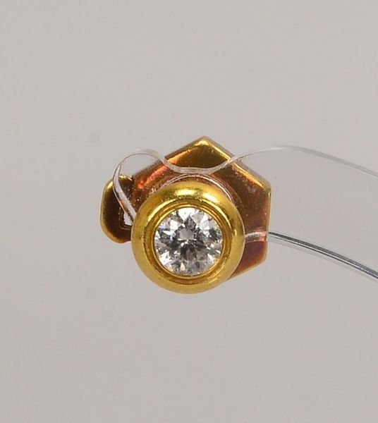 Anstecknadel, 585 GG (gest.), mit Brill./ca. 0,20 ct, W-Si; Ø 5 mm, Ge. 1,30 g