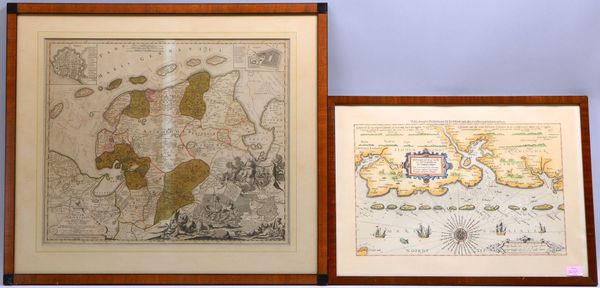 2 histor. Landkarten: 'Maris Germanici' (J.C. Homann, 1730), und 'Seeküsten Ost Friesland'