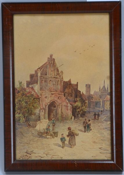 Gebhardt, Max, 'Wassertor in Wismar', Aquarell, unten links sign., hinter Glas ger.